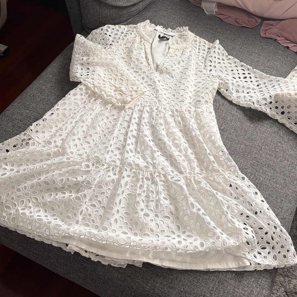 J. Crew White Eyelet Tiered Cotton Dress